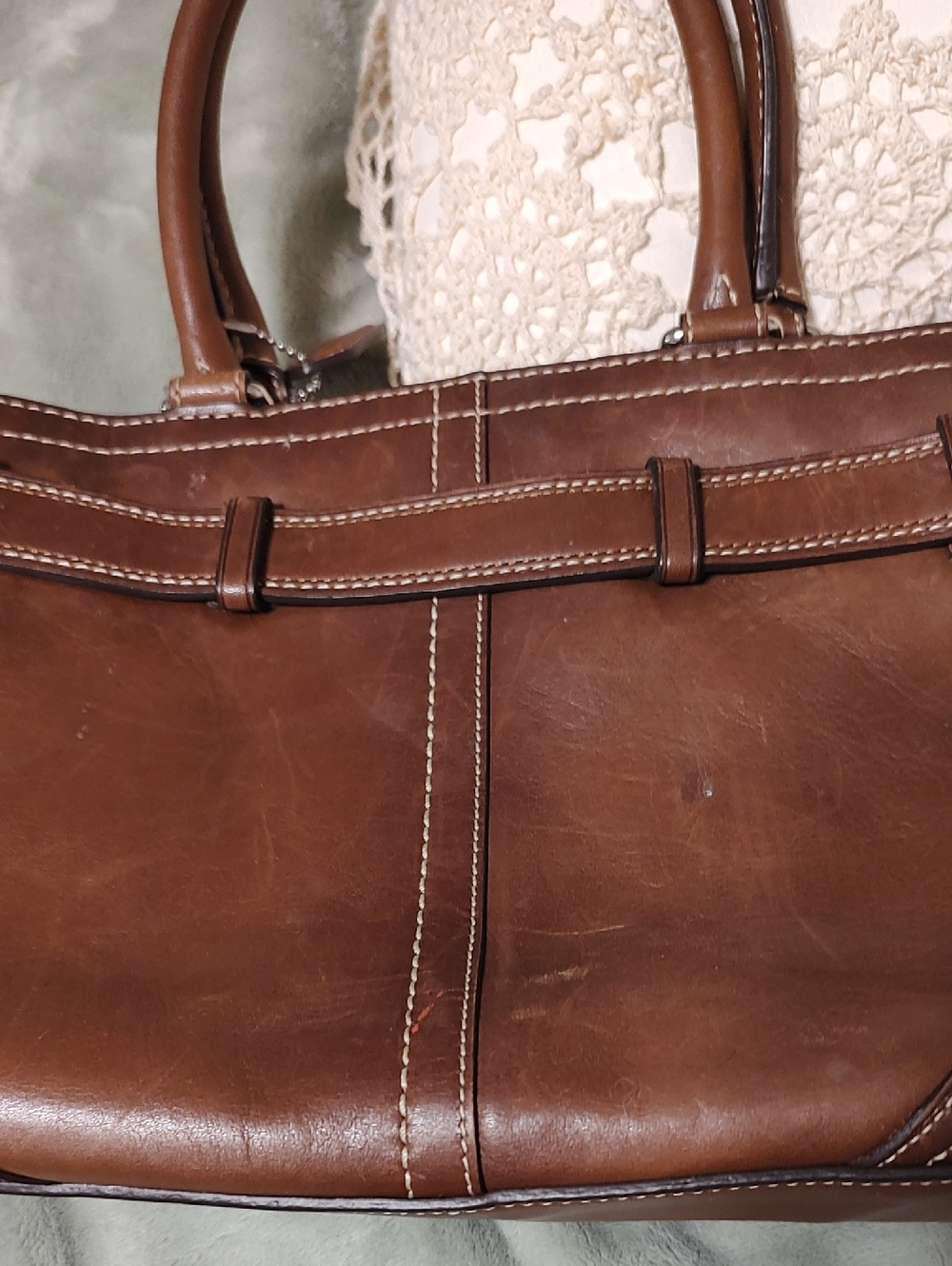 Coach Brown Leather Satchel with Signature Hardware - Picture 3 of 10